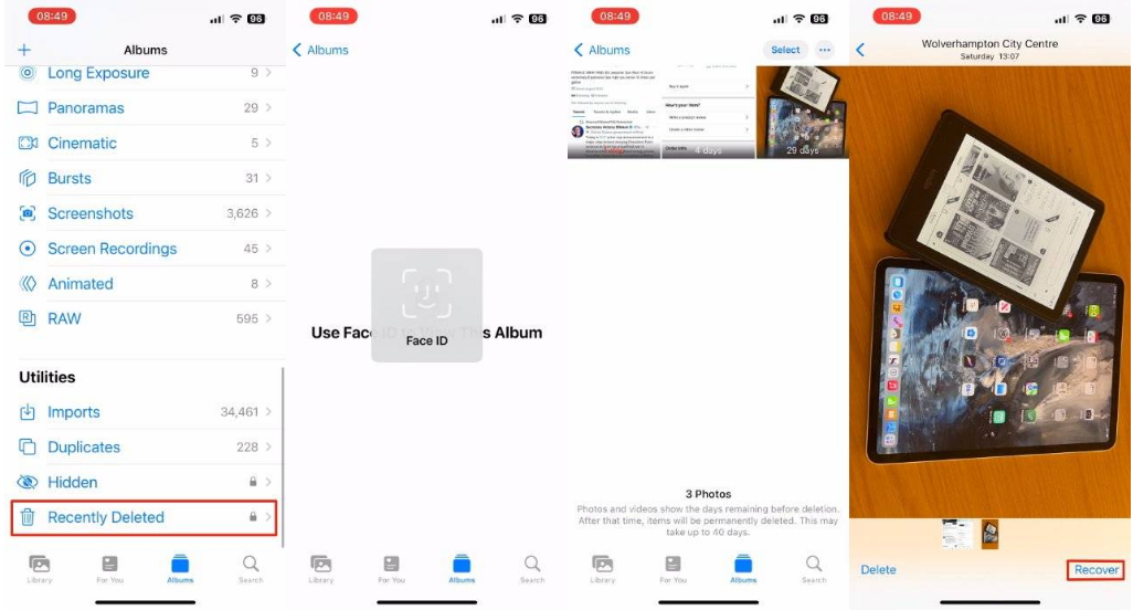 临江苹果14维修分享 iPhone14 上恢复已删除的照片 