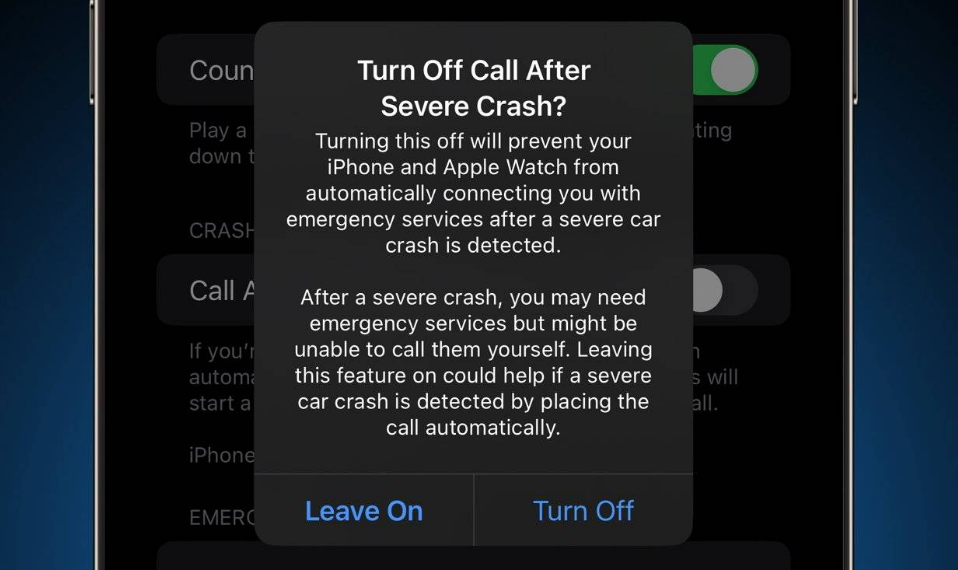 临江苹果14维修分享 iPhone 14 和 Apple Watch 上关闭崩溃检测 