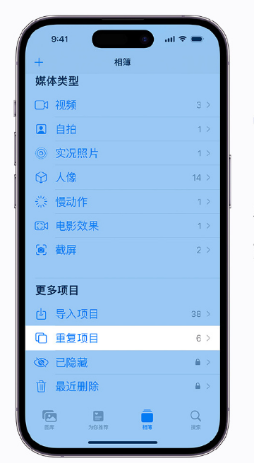 临江苹果手机维修分享升级 iOS 16 后无法查看到“重复项目”相簿怎么办 